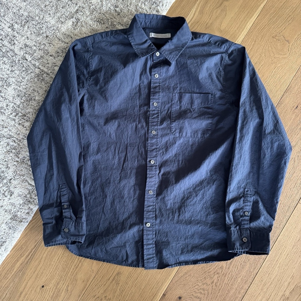 Outerknown Button Down Shirt Men's Large Long Sleeve 100% Organic Cotton Navy